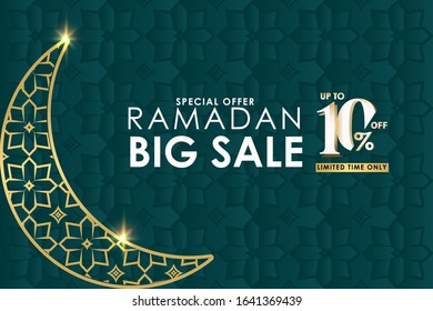 Ramadan Big Sale Special Offer up to 10% off Limited Time Only Vector Template Design Illustration