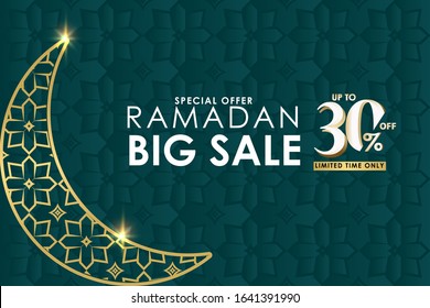 Ramadan Big Sale Special Offer up to 30% off Limited Time Only Vector Template Design Illustration