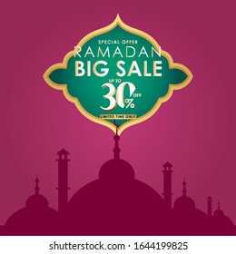 Ramadan Big Sale Special Offer up to 30% off Limited Time Only Vector Template Design Illustration