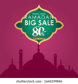 Ramadan Big Sale Special Offer up to 80% off Limited Time Only Vector Template Design Illustration