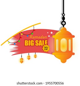 ramadan gran venta diseño vectorial único, atractivo simple y elegante con luz de linterna
