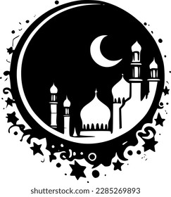 Ramadan | Schwarz-Weiß-Vektorgrafik