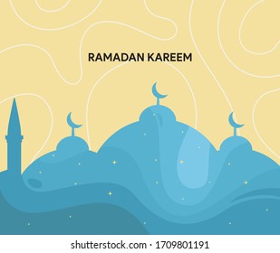 Ramadan Blue Yellow Background for banner. flyer. landing page. greeting cards vector