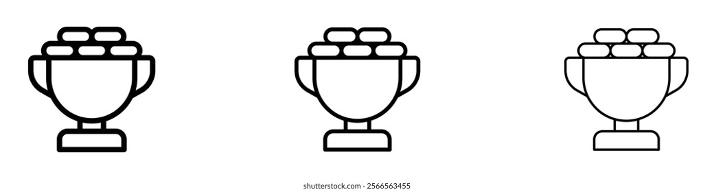 Ramadan breakfast icon in tree different line stroke sizes.