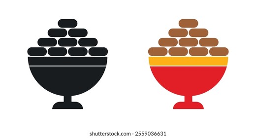 Ramadan breakfast icons in black and colored version