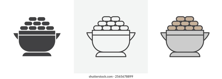 Ramadan breakfast icons in black and colored versions
