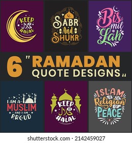 Ramadan bundle. 6 Ramadan quotes, Islamic design bundles.
