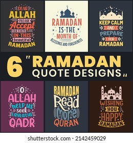 Ramadan bundle. 6 Ramadan quotes, Islamic design bundles.