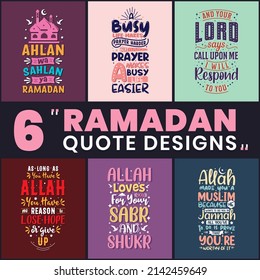 Ramadan bundle. 6 Ramadan quotes, Islamic design bundles.
