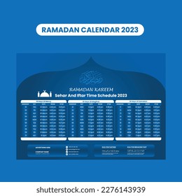 Ramadan Calendar 2023 Iftar And Sahri Schedule Design