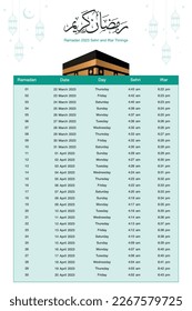 Ramadan Calendar 2023 Sehri and Iftar Time for Pakistan