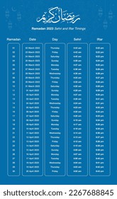 Ramadan Calendar 2023 Sehri and Iftar Time for Pakistan