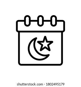 Ramadan (Calendar and Date) icon outline vector. isolated on white background