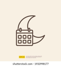 ramadan calendar date line icon for Muslim and Ramadan theme concept. Vector illustration