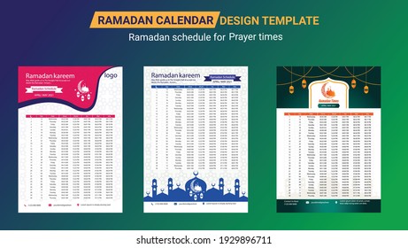 Ramadan Calendar Design Template. Islamic Calendar and Sehri Ifter time Schedule. Hijri islamic calendar 2021. Ramadan calendar, Ramadan schedule for Prayer times in Ramadan