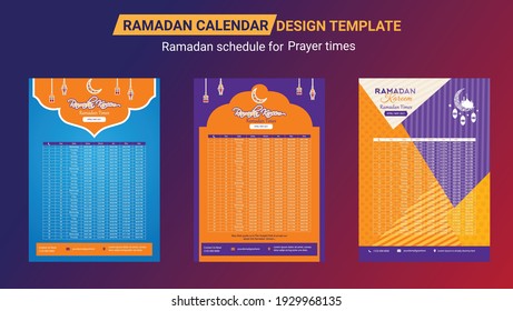 Ramadan Calendar Design Template. Islamic Calendar and Sehri Ifter time Schedule. Hijri islamic calendar 2021. Ramadan calendar, Ramadan schedule for Prayer times in Ramadan