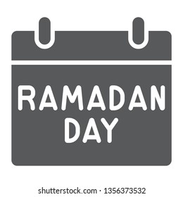 Ramadan Calendar Glyph Icon, Date And Islam, Ramadam Day Sign, Vector Graphics, A Solid Pattern On A White Background, Eps 10.