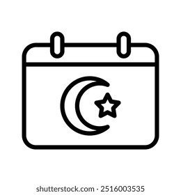 Diseño de Vector de línea de iconos de calendario de Ramadán en estilo de moda
