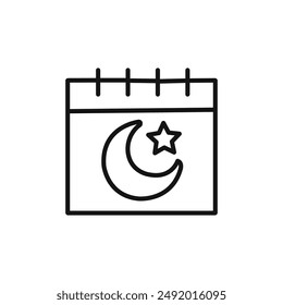 Icono de calendario de Ramadán conjunto de gráficos lineales Vector