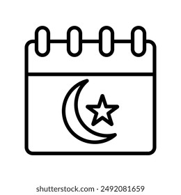 Ramadan Calendar Icon logo lineal en blanco y negro