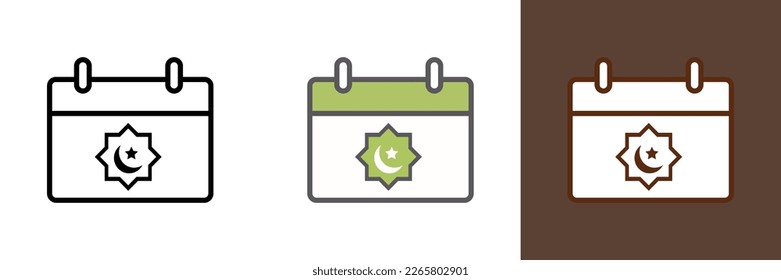Ramadan Calendar Icon Set - Vector Illustration Collection of Islamic Festive Dates
