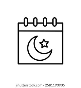 Ramadan Calendar Icon Thin line art isolated