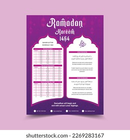 Ramadan calendar iftar schedule template