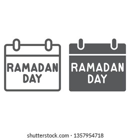 Ramadan Calendar Line And Glyph Icon, Date And Islam, Ramadam Day Sign, Vector Graphics, A Linear Pattern On A White Background, Eps 10.