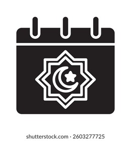 Ramadan calendar line icon, holiday and crescent, islamic calendar vector icon, vector graphics, editable stroke outline sign, eps 10.