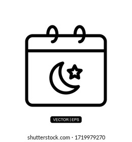 Ramadan Kalender Linie Symbol Vektorgrafik Logo Vorlage für viele Zwecke. Einzeln auf weißem Hintergrund.