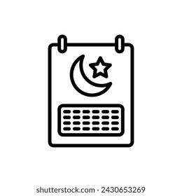 Ramadan Calendar Outline Icon Vector Illustration
