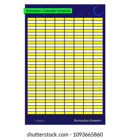 Ramadan Calendar Schedule - Fasting and Prayer time Guide