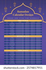 Ramadan Calendar template free Download