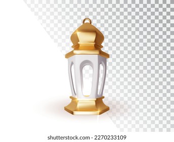 Ramadan candle lantern with glowing isolated. Realistic traditional Muslim symbols of Ramadan Mubarak