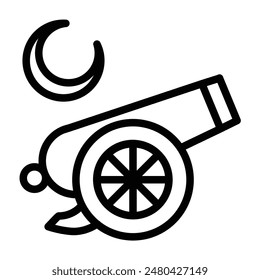 ramadan cannon Vector Line Icon Design