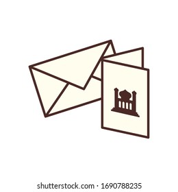 Ramadan card line style icon design, Islamic muslim religion culture belief religious faith god spiritual meditation and traditional theme Vector illustration