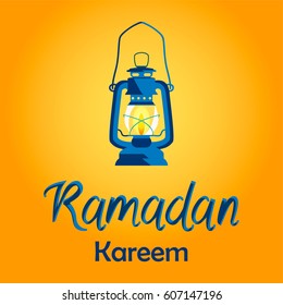 Ramadan card with oil lamp. Vector illustration. 