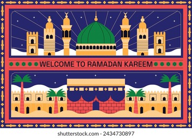 Ramadan Celebration. Ramadan background. March 10. Vector illustration design Template for Poster, Banner, Flyer, Card, Post, Cover, Postcard. Ramadan Kareem. Ramadan Mubarak. Islamic greeting.