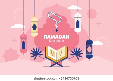 Celebración de Ramadán. Fondo de Ramadán. 10 de marzo. Plantilla de diseño de ilustración vectorial para póster, banner, flyer, tarjeta, poste, cubierta, postal. Ramadán Kareem. Ramadán Mubarak. Saludo islámico.