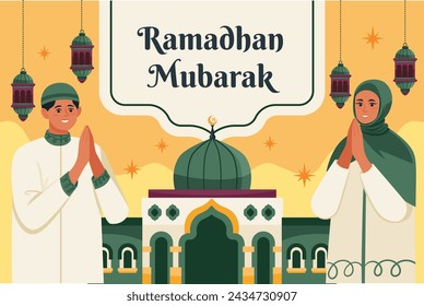 Ramadan Celebration. Ramadan background. March 10. Vector illustration design Template for Poster, Banner, Flyer, Card, Post, Cover, Postcard. Ramadan Kareem. Ramadan Mubarak. Islamic greeting.
