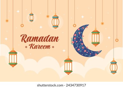 Celebración de Ramadán. Fondo de Ramadán. 10 de marzo. Plantilla de diseño de ilustración vectorial para póster, banner, flyer, tarjeta, poste, cubierta, postal. Ramadán Kareem. Ramadán Mubarak. Saludo islámico.