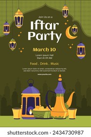 Ramadan-Feier. Ramadan-Hintergrund. 10. März. Vektor-Illustration Design-Vorlage für Poster, Banner, Flyer, Karte, Post, Cover, Postkarte. Ramadan Kareem. Ramadan Mubarak. Islamischer Gruß.