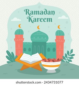 Ramadan-Feier. Ramadan-Hintergrund. 10. März. Vektor-Illustration Design-Vorlage für Poster, Banner, Flyer, Karte, Post, Cover, Postkarte. Ramadan Kareem. Ramadan Mubarak. Islamischer Gruß.
