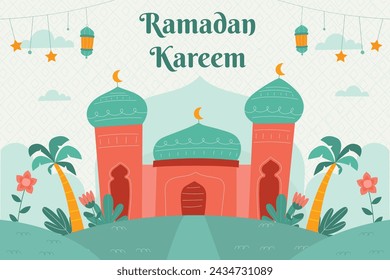 Celebración de Ramadán. Fondo de Ramadán. 10 de marzo. Plantilla de diseño de ilustración vectorial para póster, banner, flyer, tarjeta, poste, cubierta, postal. Ramadán Kareem. Ramadán Mubarak. Saludo islámico.