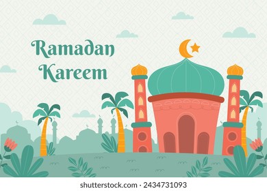 Celebración de Ramadán. Fondo de Ramadán. 10 de marzo. Plantilla de diseño de ilustración vectorial para póster, banner, flyer, tarjeta, poste, cubierta, postal. Ramadán Kareem. Ramadán Mubarak. Saludo islámico.