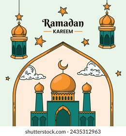 Ramadan Celebration. Ramadan background. March 10. Vector illustration design Template for Poster, Banner, Flyer, Card, Post, Cover, Postcard. Ramadan Kareem. Ramadan Mubarak. Islamic greeting.