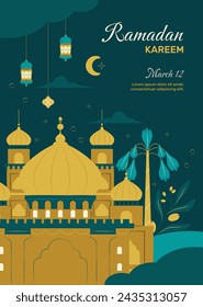 Ramadan Celebration. Ramadan background. March 10. Vector illustration design Template for Poster, Banner, Flyer, Card, Post, Cover, Postcard. Ramadan Kareem. Ramadan Mubarak. Islamic greeting.