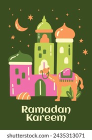 Ramadan-Feier. Ramadan-Hintergrund. 10. März. Vektor-Illustration Design-Vorlage für Poster, Banner, Flyer, Karte, Post, Cover, Postkarte. Ramadan Kareem. Ramadan Mubarak. Islamischer Gruß.