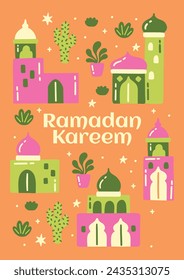 Ramadan Celebration. Ramadan background. March 10. Vector illustration design Template for Poster, Banner, Flyer, Card, Post, Cover, Postcard. Ramadan Kareem. Ramadan Mubarak. Islamic greeting.