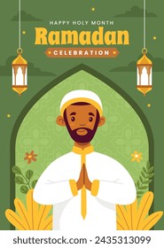 Ramadan-Feier. Ramadan-Hintergrund. 10. März. Vektor-Illustration Design-Vorlage für Poster, Banner, Flyer, Karte, Post, Cover, Postkarte. Ramadan Kareem. Ramadan Mubarak. Islamischer Gruß.